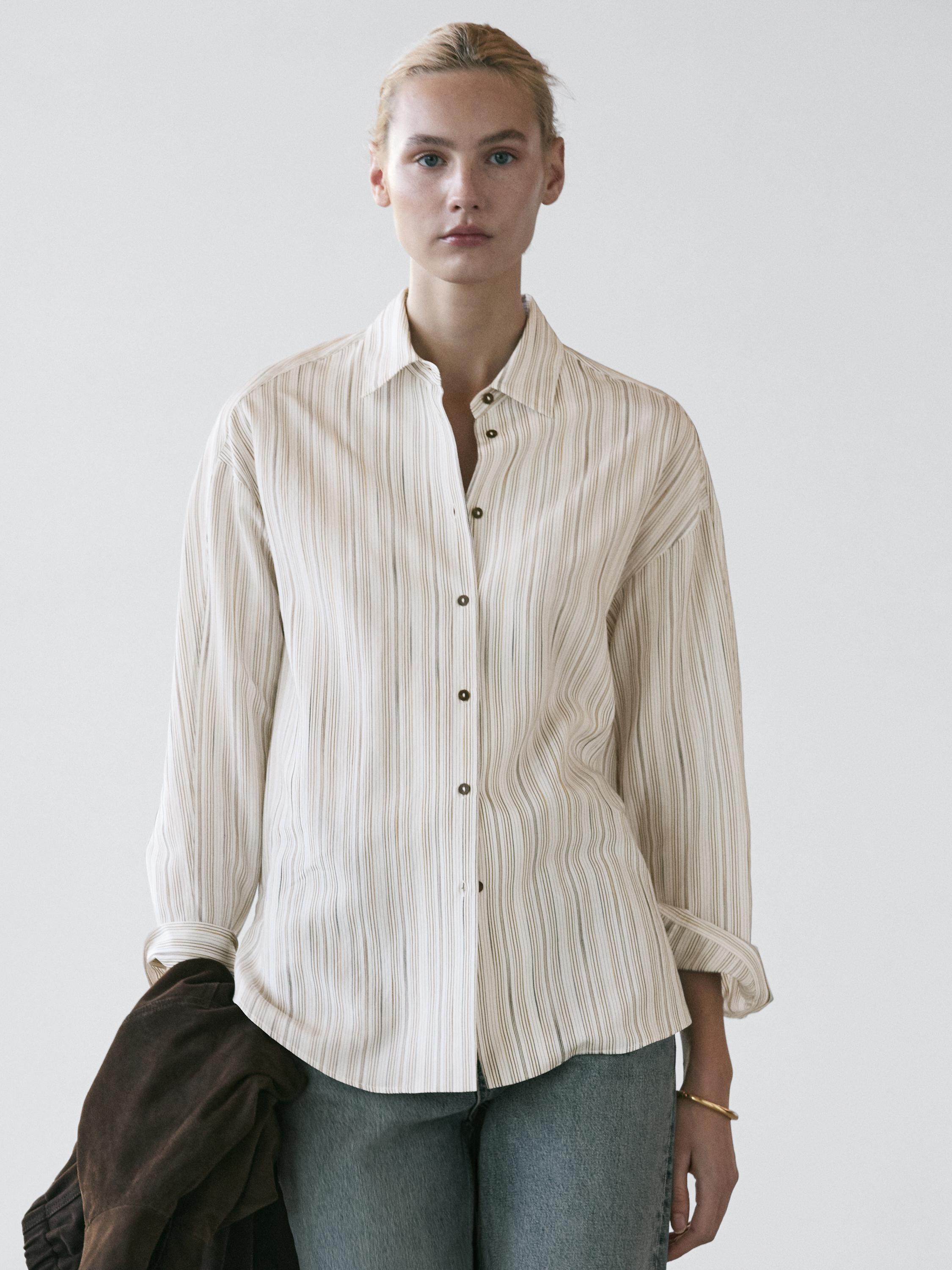 Striped flowing shirt — White