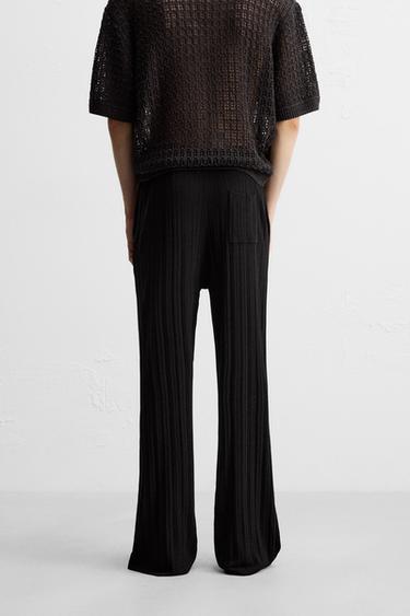 PANTALON EN MAILLE STRUCTURÉE - Noir de Zara - Image 2