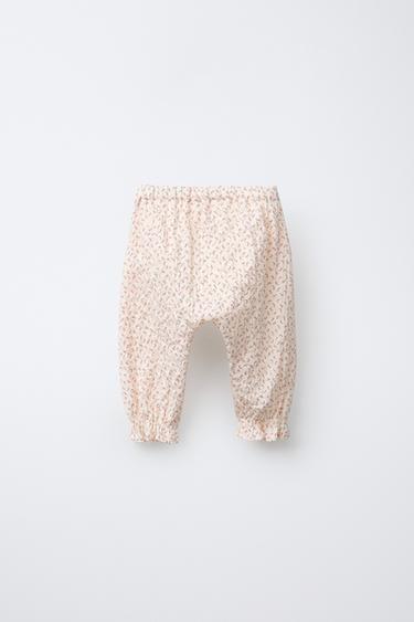 FLORAL TEXTURED JOGGERS - Ecru by Zara - Image 1