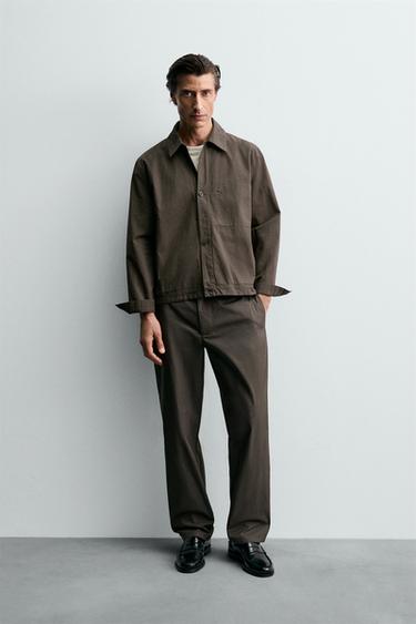 Zara TECHNICAL JOGGER-WAIST PANTS - Brown