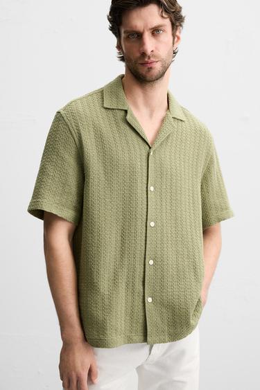 GEOMETRIC JACQUARD SHIRT - Moss green by Zara - Image 4