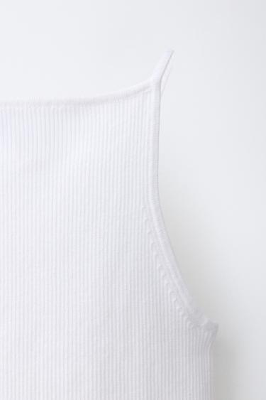 RIBBED KNIT TOP - Oyster-white by Zara - Image 3