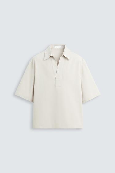 COTTON - LINEN POLO SHIRT - Light beige by Zara