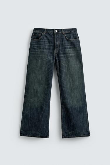 WIDE BELL BOTTOM FIT JEANS - Blue / Green by Zara