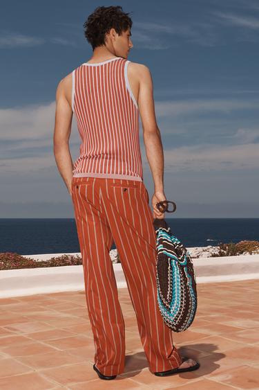 LIMITED EDITION STRIPED RELAXED FIT TROUSERS - Russet by Zara - Image 1