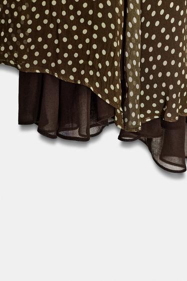 JUPE ASYMÉTRIQUE À POIS ZW COLLECTION - Marron de Zara - Image 6