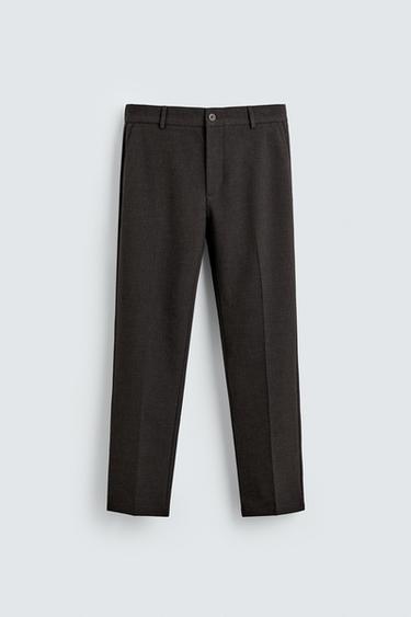 TEXTURED COMFORT TROUSERS - Brown by Zara