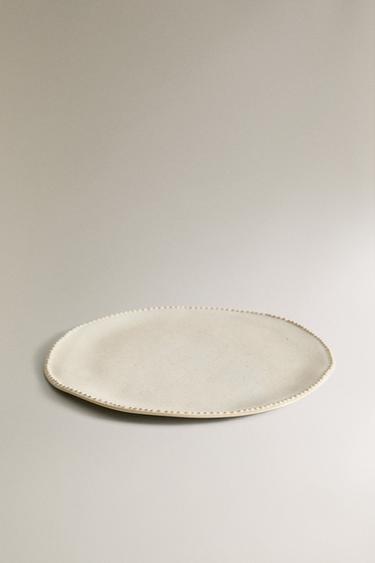 STONEWARE DESSERT PLATE WITH RAISED DESIGN - Cream by Zara - Image 1