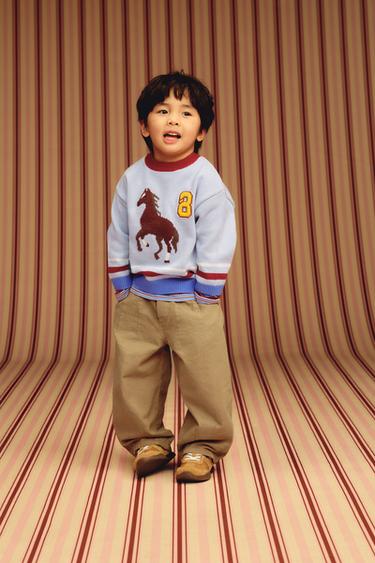 자수 니트 스웨터 - Zara 라이트 블루