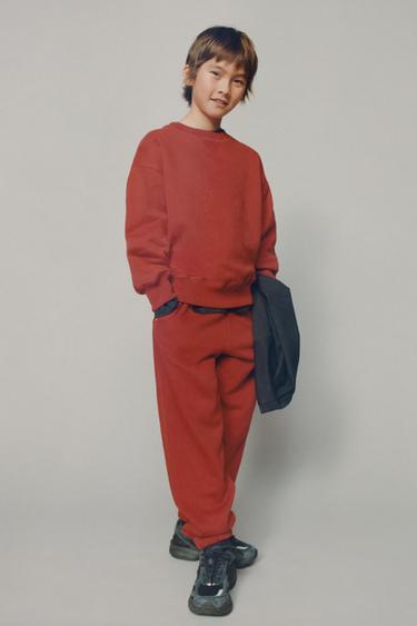EMBROIDERED SWEATSHIRT AND JOGGERS SET - Red by Zara