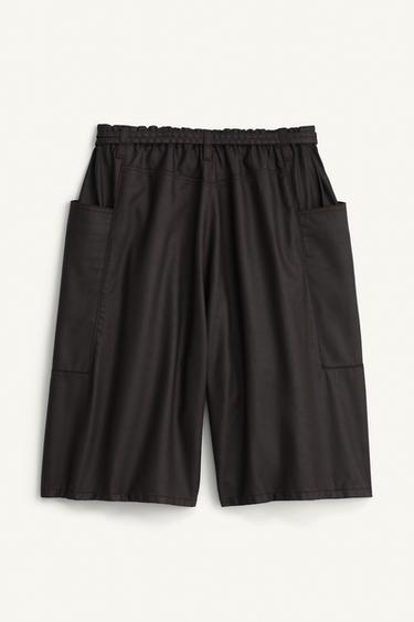 WAXED-EFFECT LYOCELL RELAXED FIT BERMUDA SHORTS - Brown by Zara - Image 6