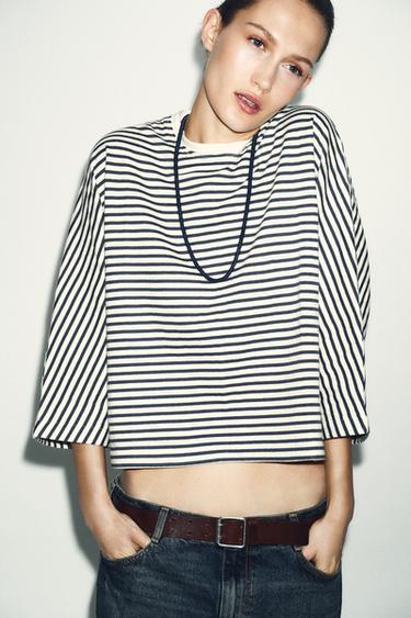 OVERSIZE STRIPED T-SHIRT - striped by Zara - Image 1