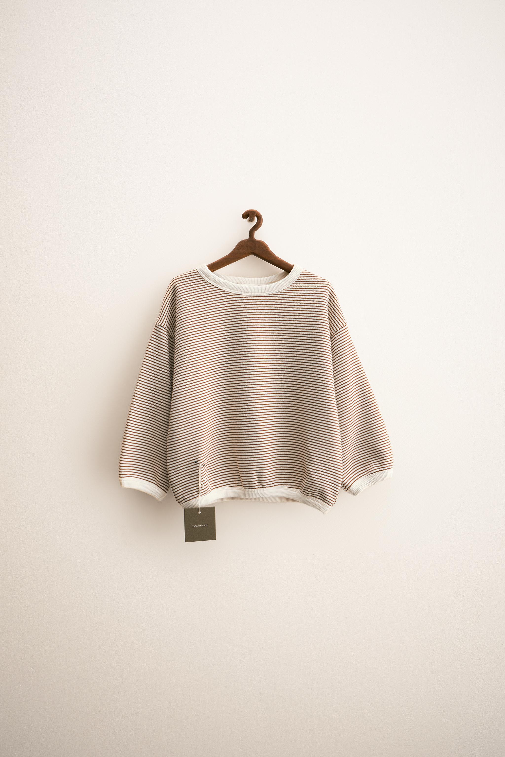 ZARA TIMELESS - 細ストライプ柄スウェットシャツ - エクリュ