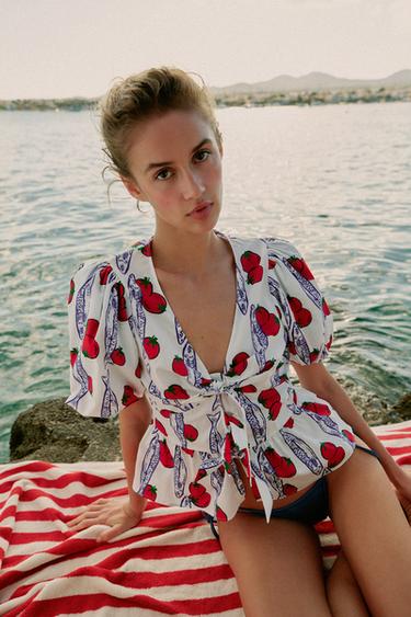 CAMISA ESTAMPADA LAZOS - Azul / Blanco de Zara