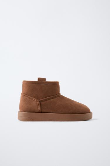 FUR-EFFECT ANKLE BOOTS - Brown by Zara