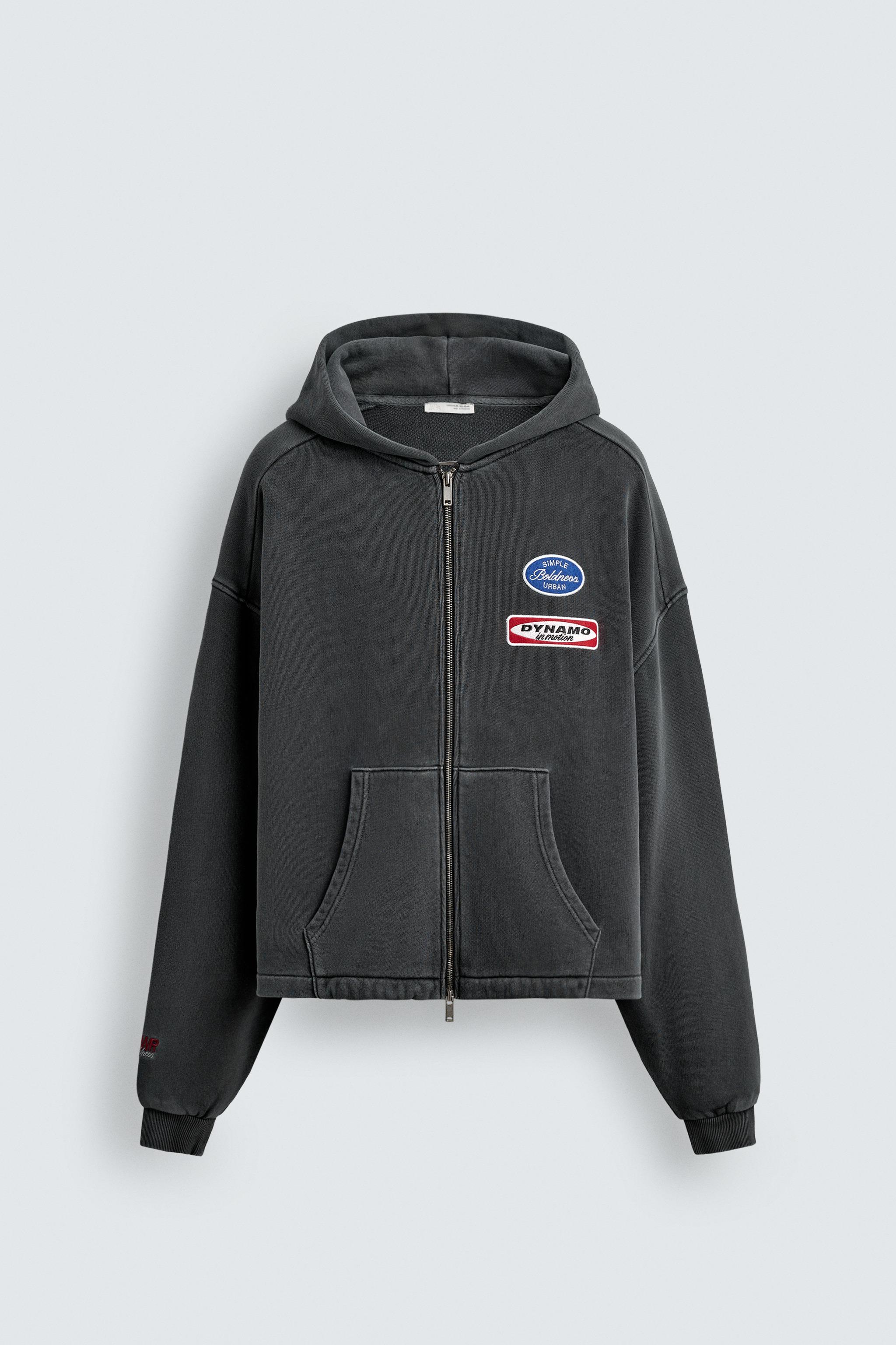 WASHED HOODIE WITH PATCHES - Anthracite grey | ZARA South Africa