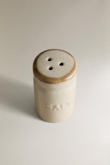 STONEWARE SALT AND PEPPER SHAKER SET - Grey / Beige by Zara - Image 1