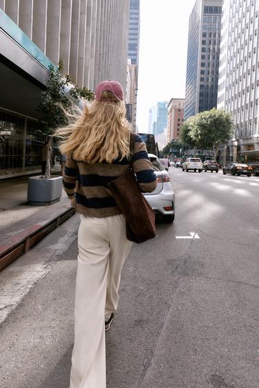 PANTALON LARGE À TAILLE ÉLASTIQUE - Écru de Zara - Image 3