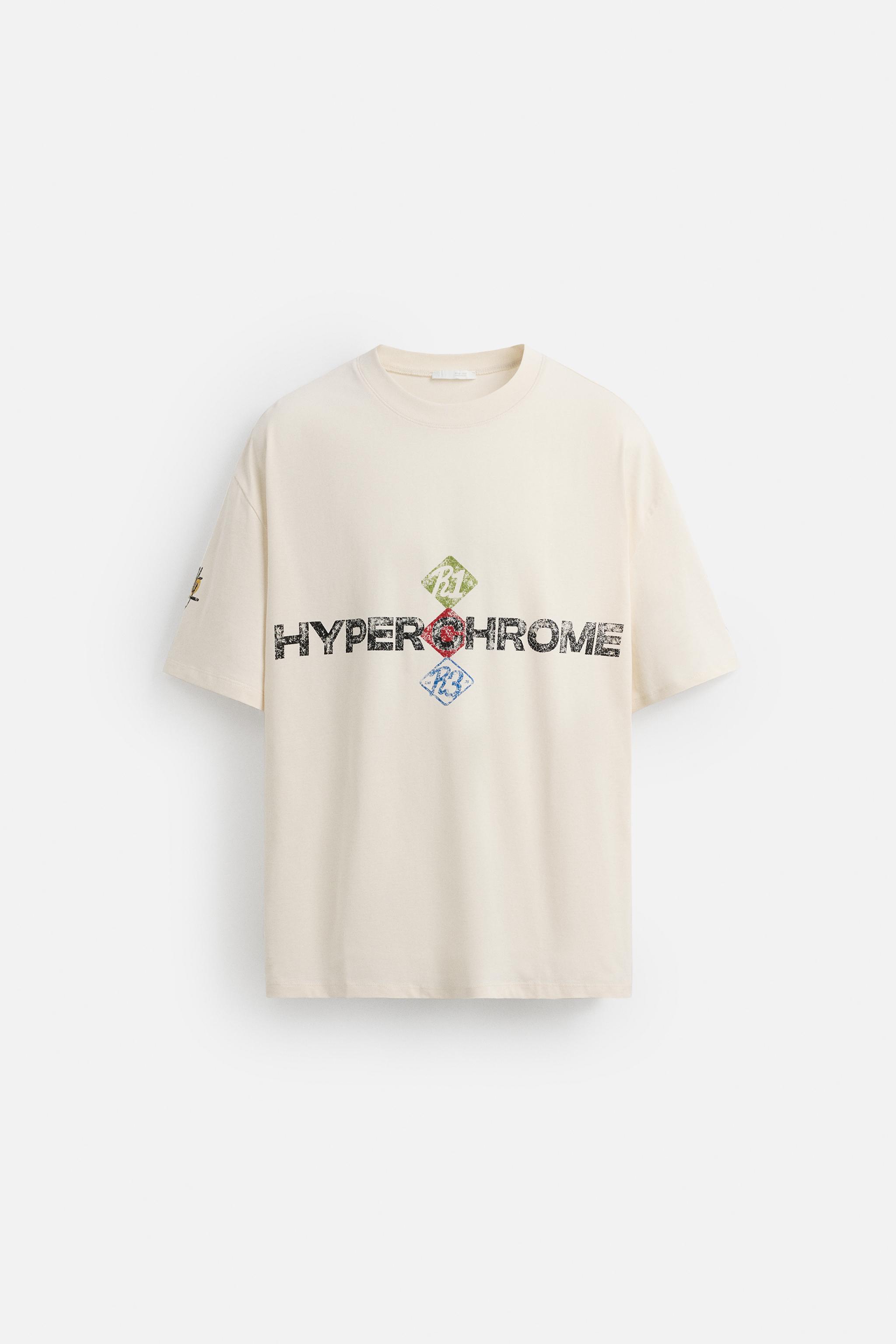 コントラストプリント Tシャツ - エクリュ | ZARA Japan / 日本