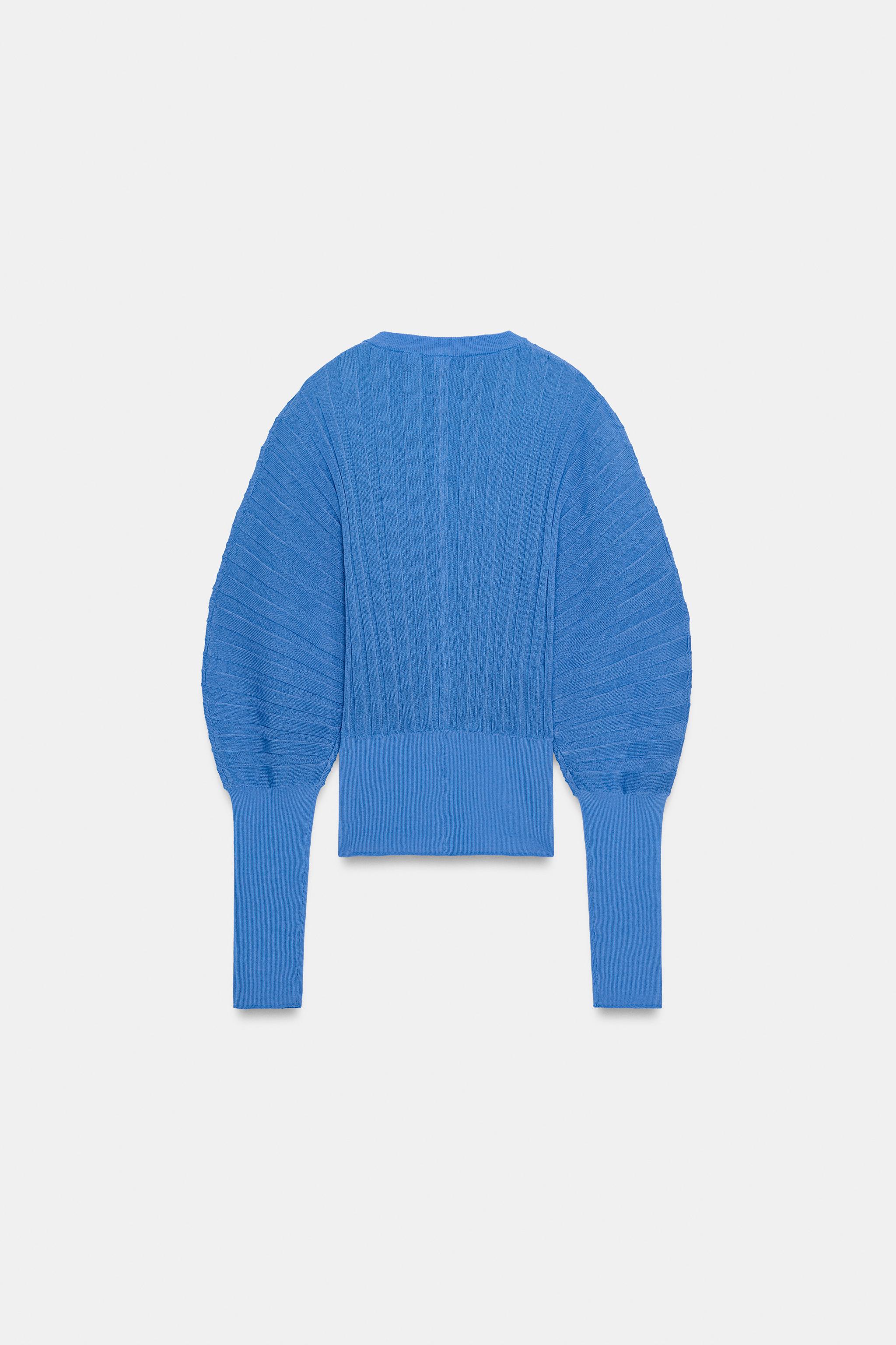 ACCORDION SLEEVE KNIT CARDIGAN - Light blue | ZARA Thailand