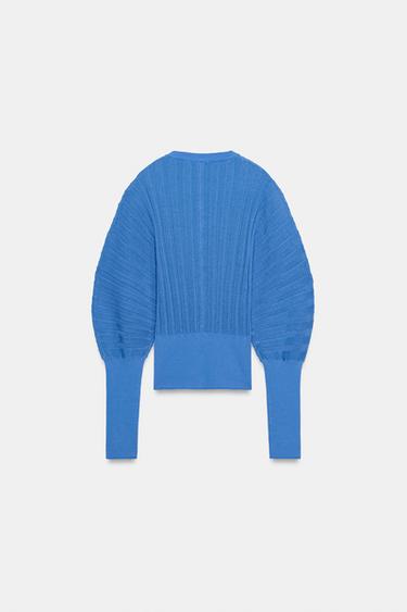 ACCORDION SLEEVE KNIT CARDIGAN - Light blue by Zara