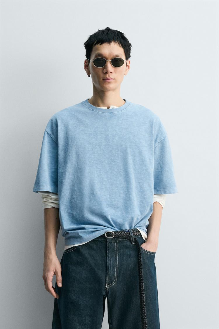ZARA RELAXED FIT SLUB KNIT WASHED T-SHIRT