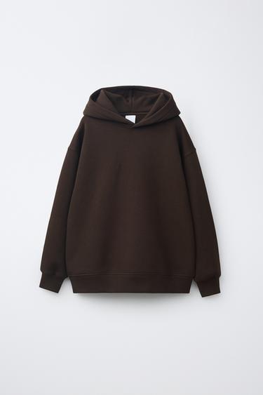 SUDADERA CAPUCHA LISA - Marrón de Zara