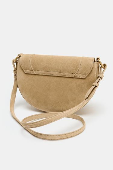SAC BANDOULIÈRE EN CUIR CROÛTE - SABLE/MARRON de Zara - Image 4
