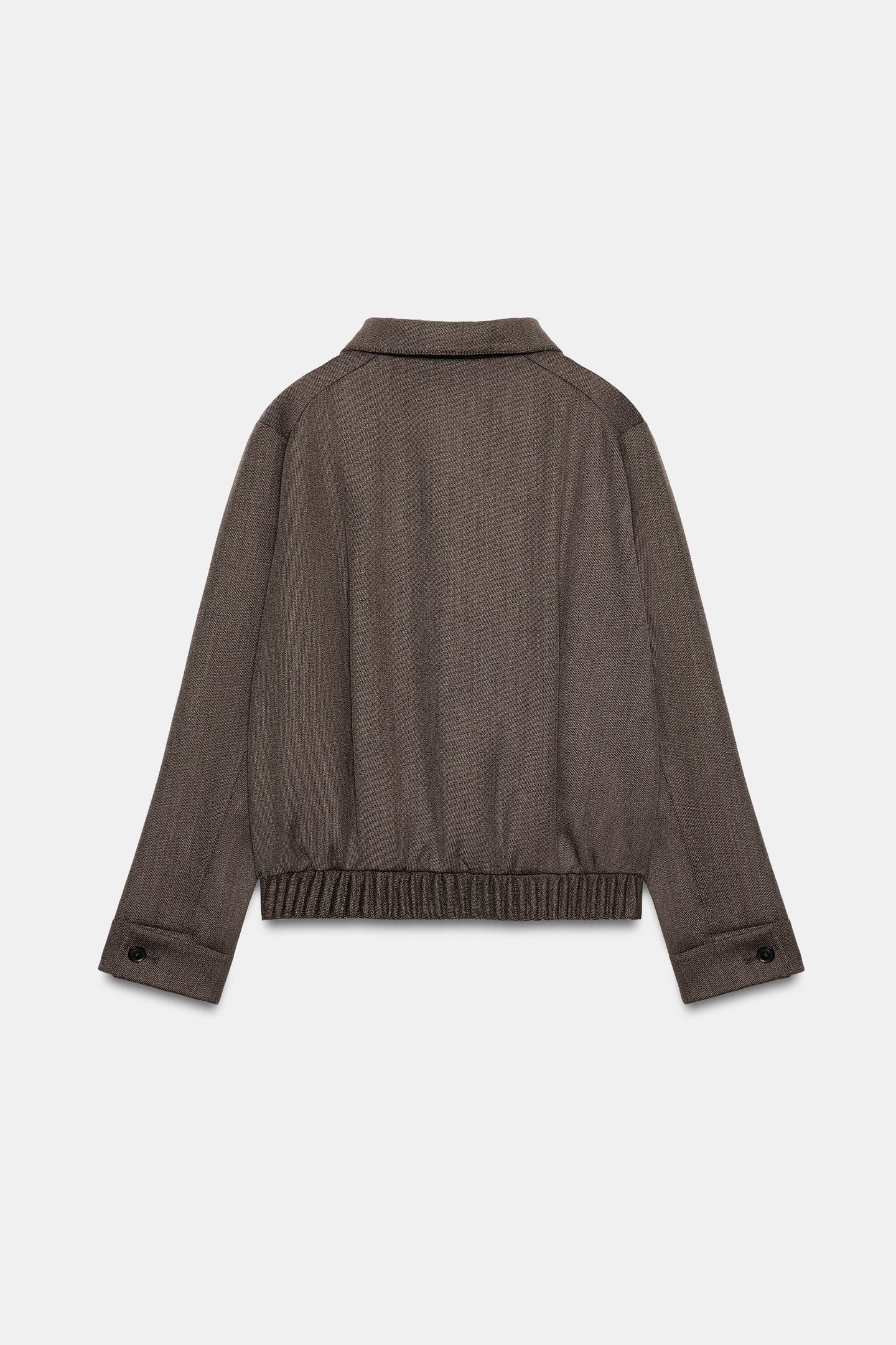 Женская куртка Zara Wool-Blend Jacket ZW Collection, цвет: Коричневый меланжевый — фото 6
