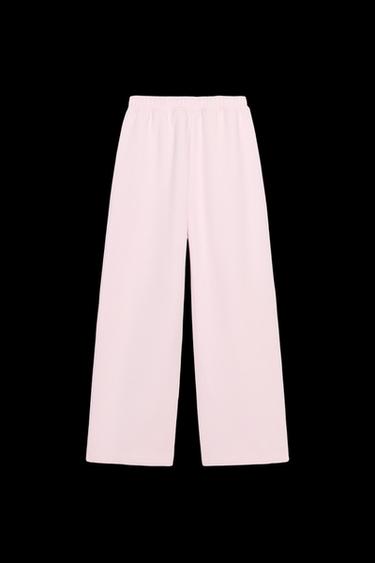BASIC STRAIGHT FLEECE TROUSERS WITH ADJUSTABLE HEM - Pink by Zara