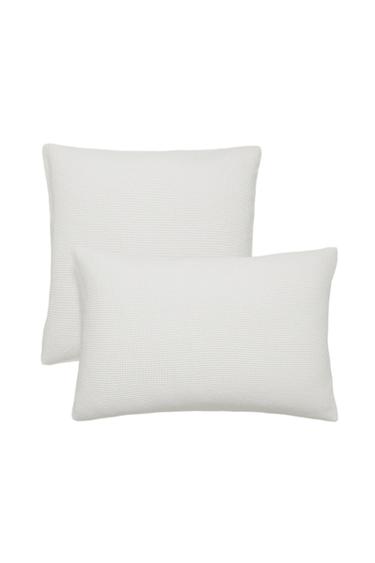 Zara MINI WAFFLE-KNIT COTTON PILLOWCASE - White