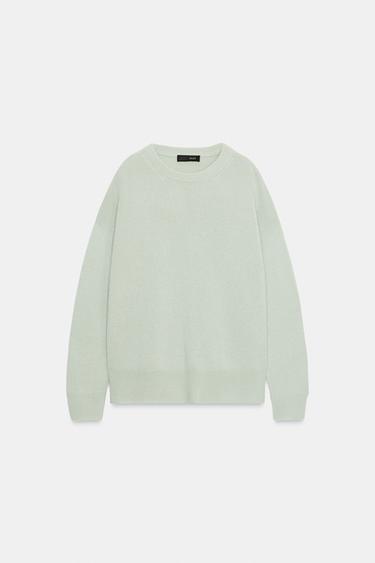 Zara 100% CASHMERE OVERSIZED SWEATER - Sea green