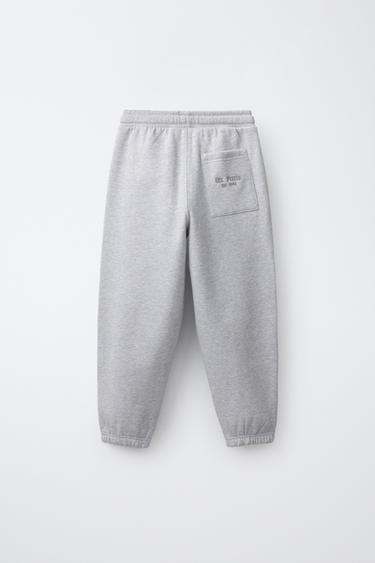 EMBROIDERED TEXT JOGGING TROUSERS 0FR. PARIS X ZARA - Grey marl by Zara
