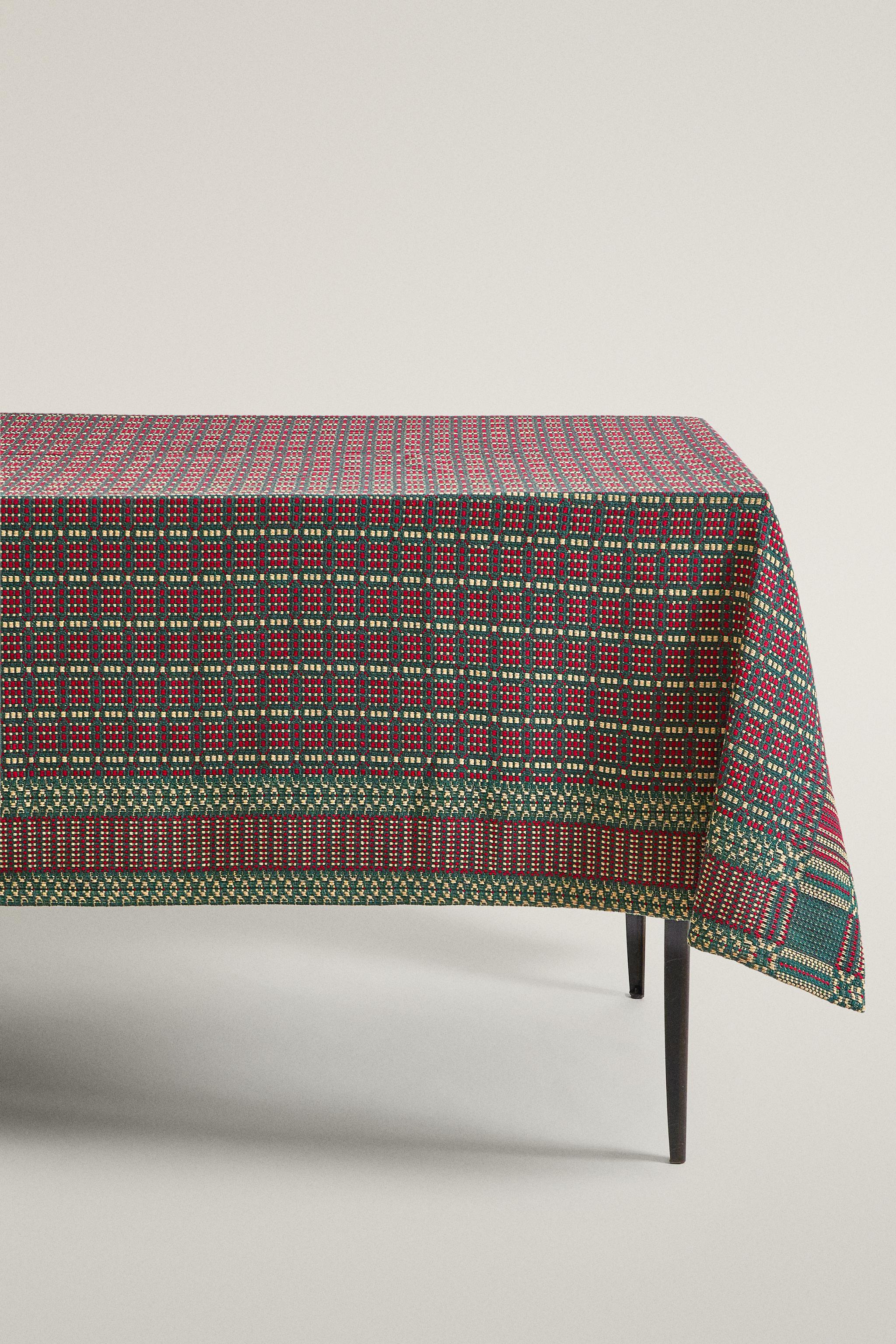 CHRISTMAS STRIPED COTTON TABLECLOTH