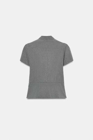 TOP À RAYURES ET BOUTONS - Gris anthracite de Zara - Image 5