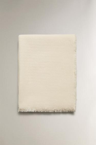 WOOL THROW - Oyster-white by Zara - Image 3