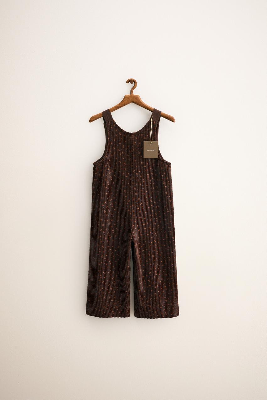 Zara - Zara Timeless - Floral Corduroy Overalls - Brown - 6 Years (45,2 Inches) - Kids Zara - Zara Timeless - Floral Corduroy Overalls - Brown - 6 Years (45,2 Inches) - Kids