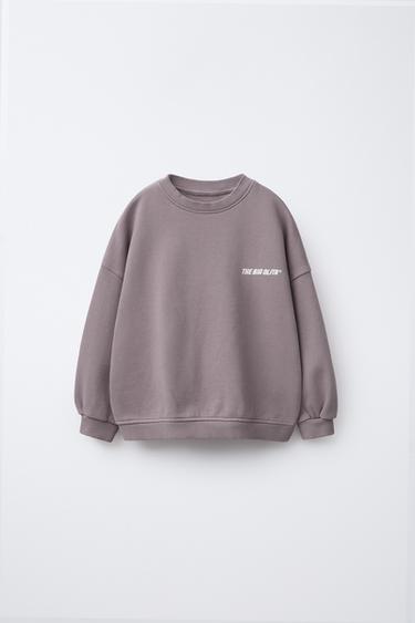 SWEATSHIRT WITH PRINTED SLOGAN - Anthracite grey by Zara
