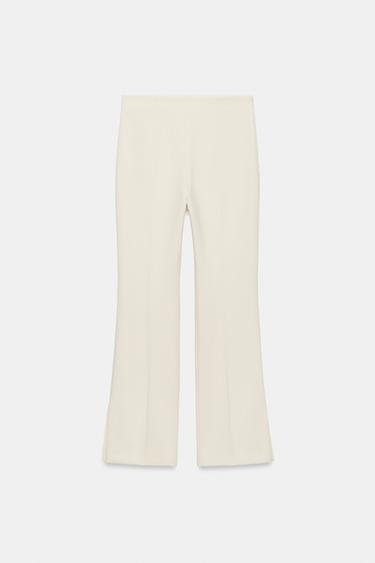 ZW COLLECTION HIGH-WAIST CROPPED TROUSERS - Ecru by Zara - Image 1