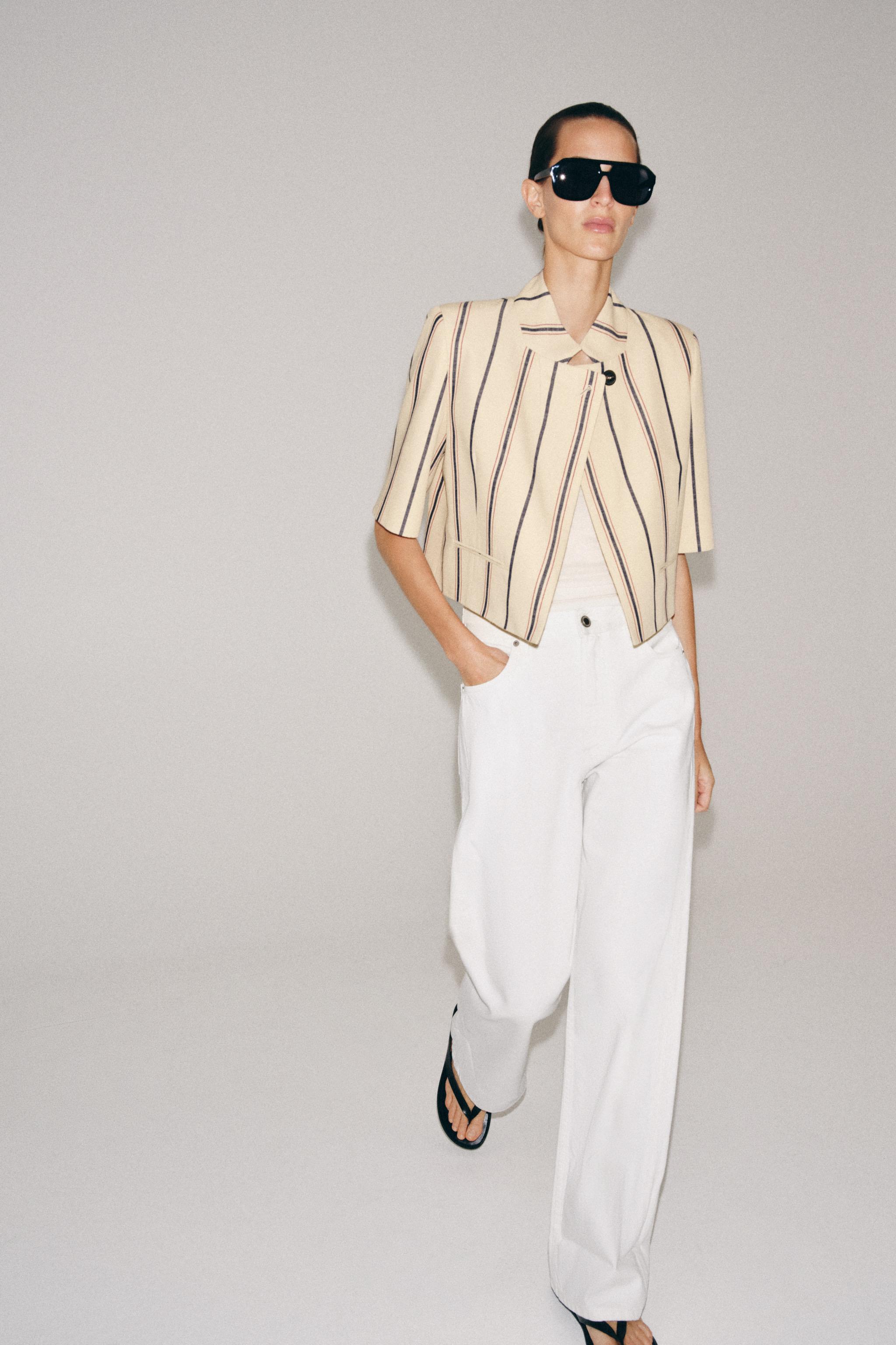 Zara ZW COLLECTION CROPPED STRIPED BLAZER — фото 5