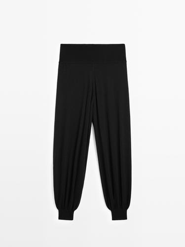 Zara Wool blend knit sarouel trousers - Black