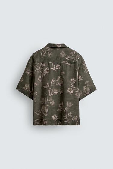 CHEMISE RELAXED FIT À IMPRIMÉ FLEURI - Gris de Zara - Image 6