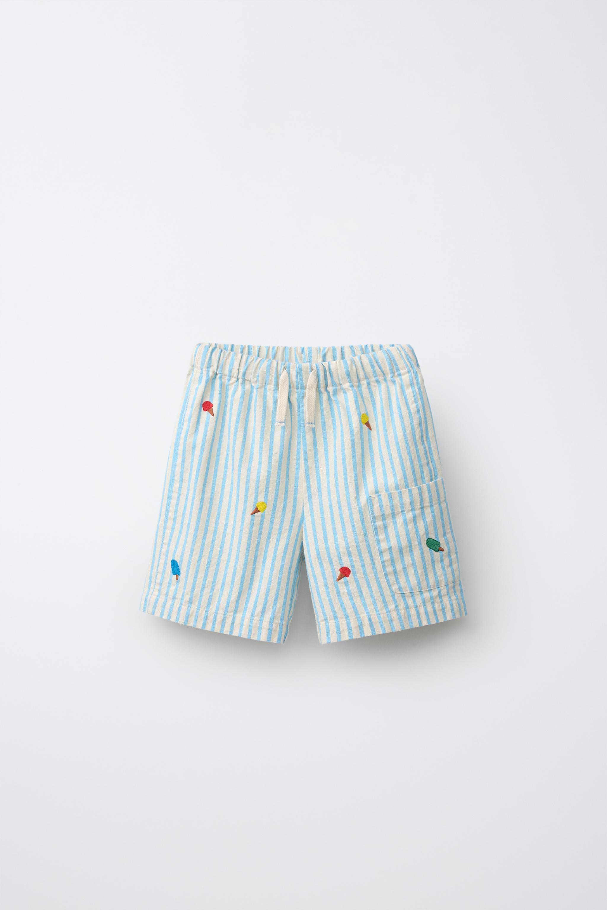 Детские шорты Zara EMBROIDERED STRIPED SHORTS