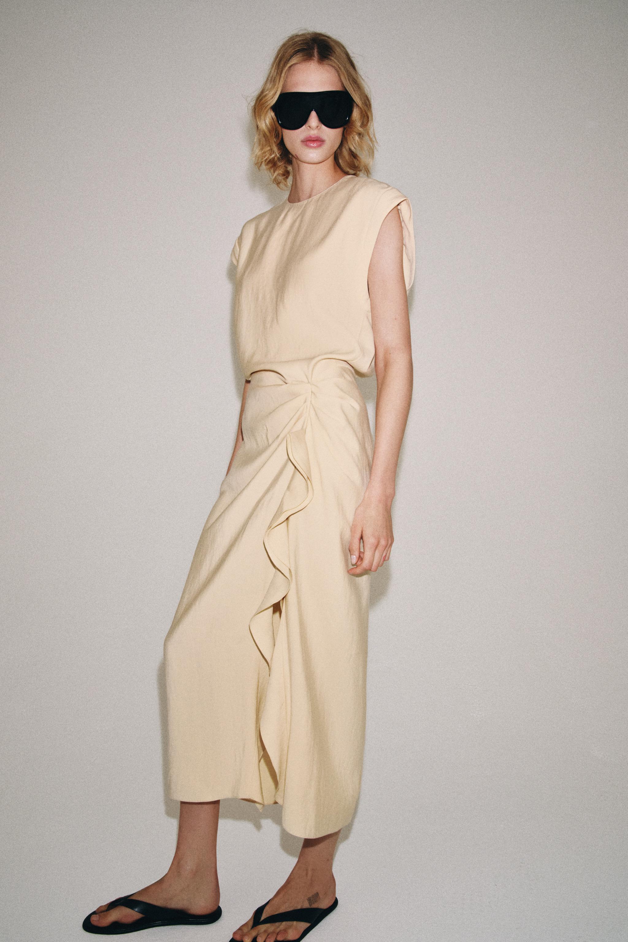 Zara ZW COLLECTION FIRFIRLI MİDİ ELBİSE görsel 4