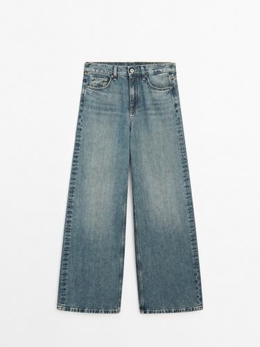 Zara High-waist wide-leg jeans - Aquamarine