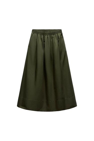 POPLIN MIDI SKIRT