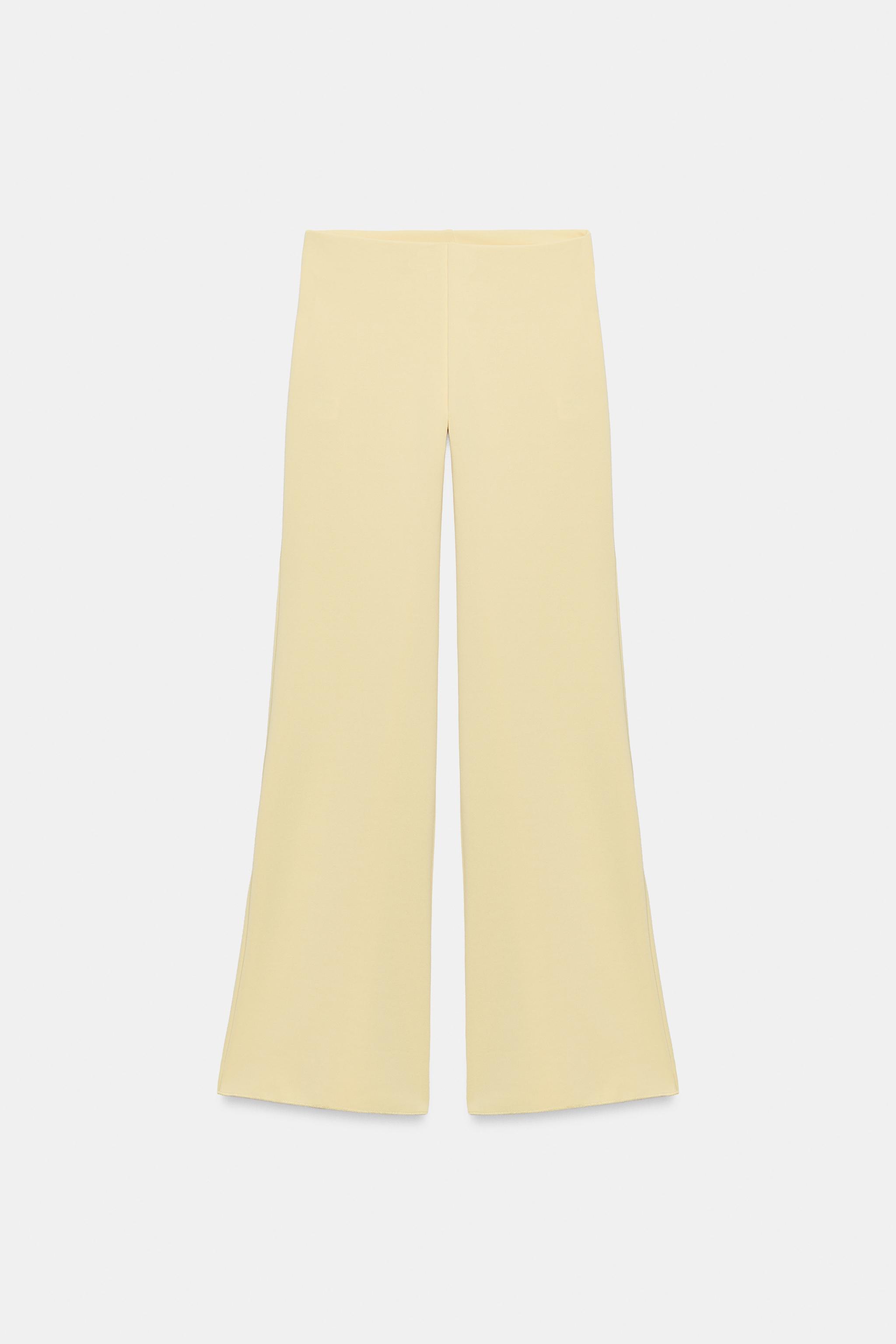 STRETCH WIDE LEG PANTS — Light yellow