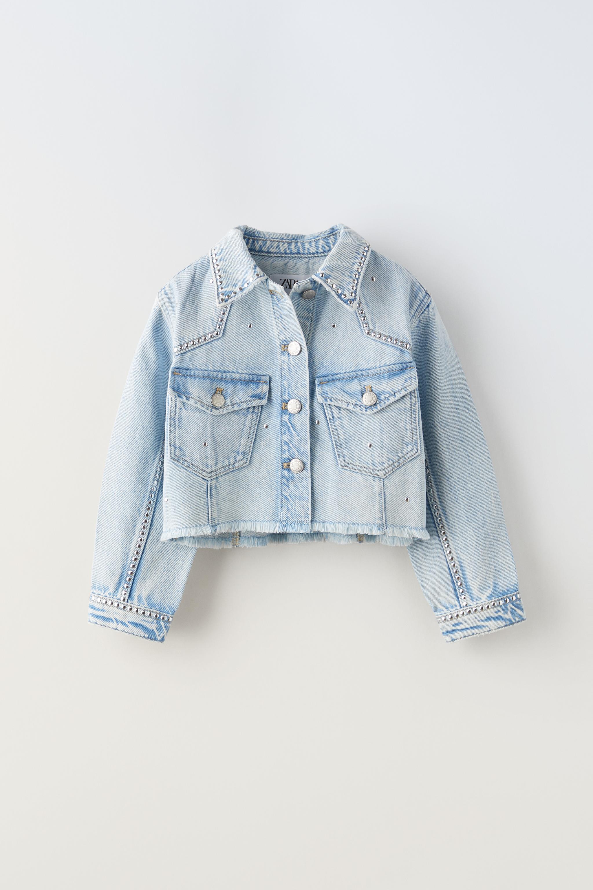 Studded denim cheap jacket zara