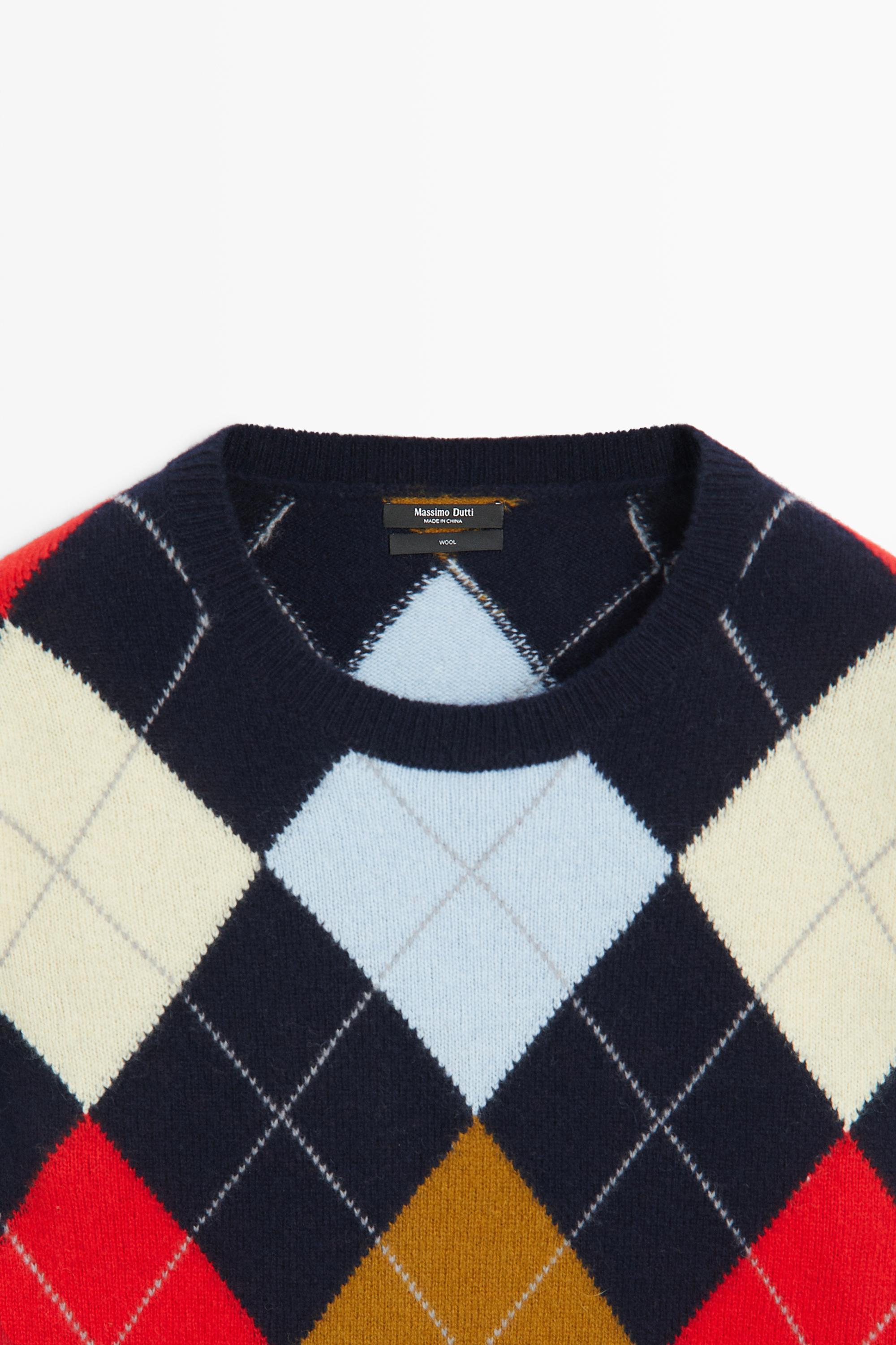 Pull à losanges en maille 100 % laine
