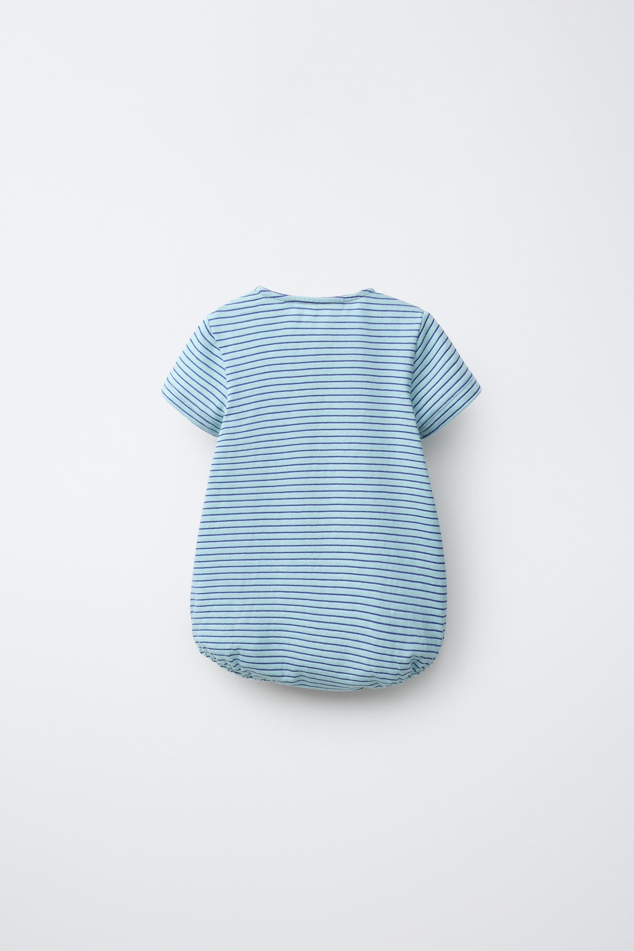 STRIPED ROMPER — Blue / White